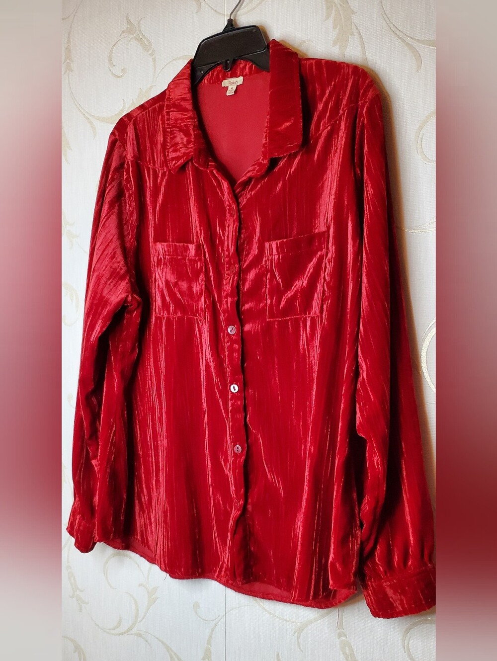 Reba Velvet Style Button Down Longsleeve Shirt XL